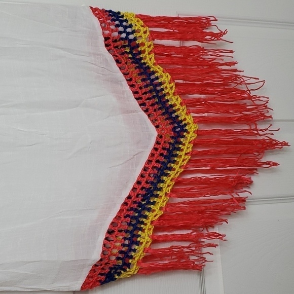 Cupshe White Boho Swim Beach Cover-up with Multi-colour Crochet and Fringe Trim… - Picture 3 of 11